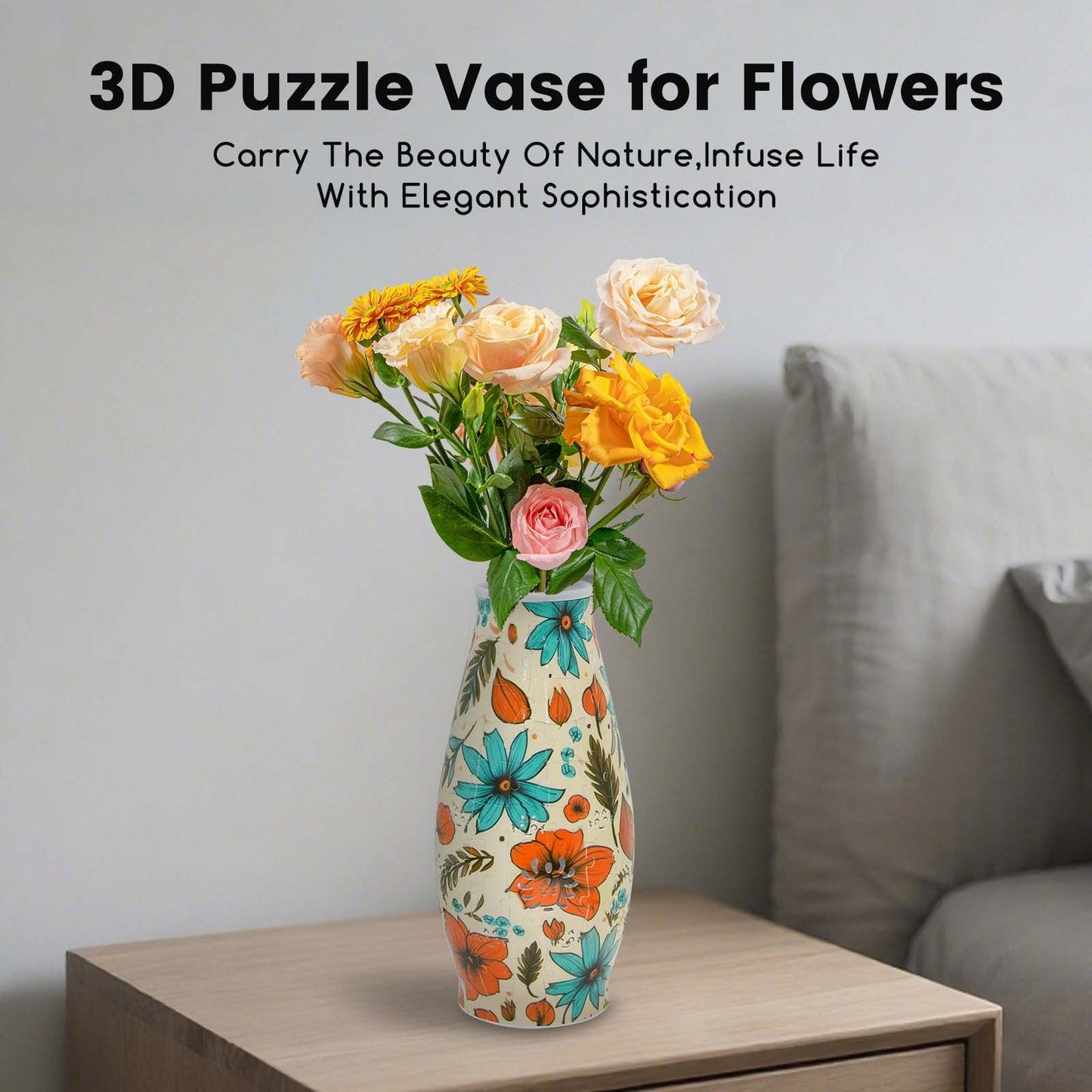 Unique 3D Puzzle Flowers Vases With Led Lights