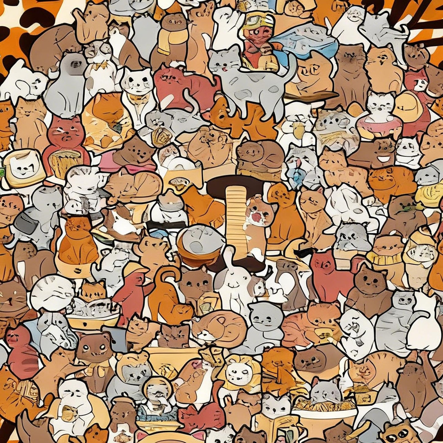 Colorful Cat-Shaped Tray Wooden Jigsaw Puzzle