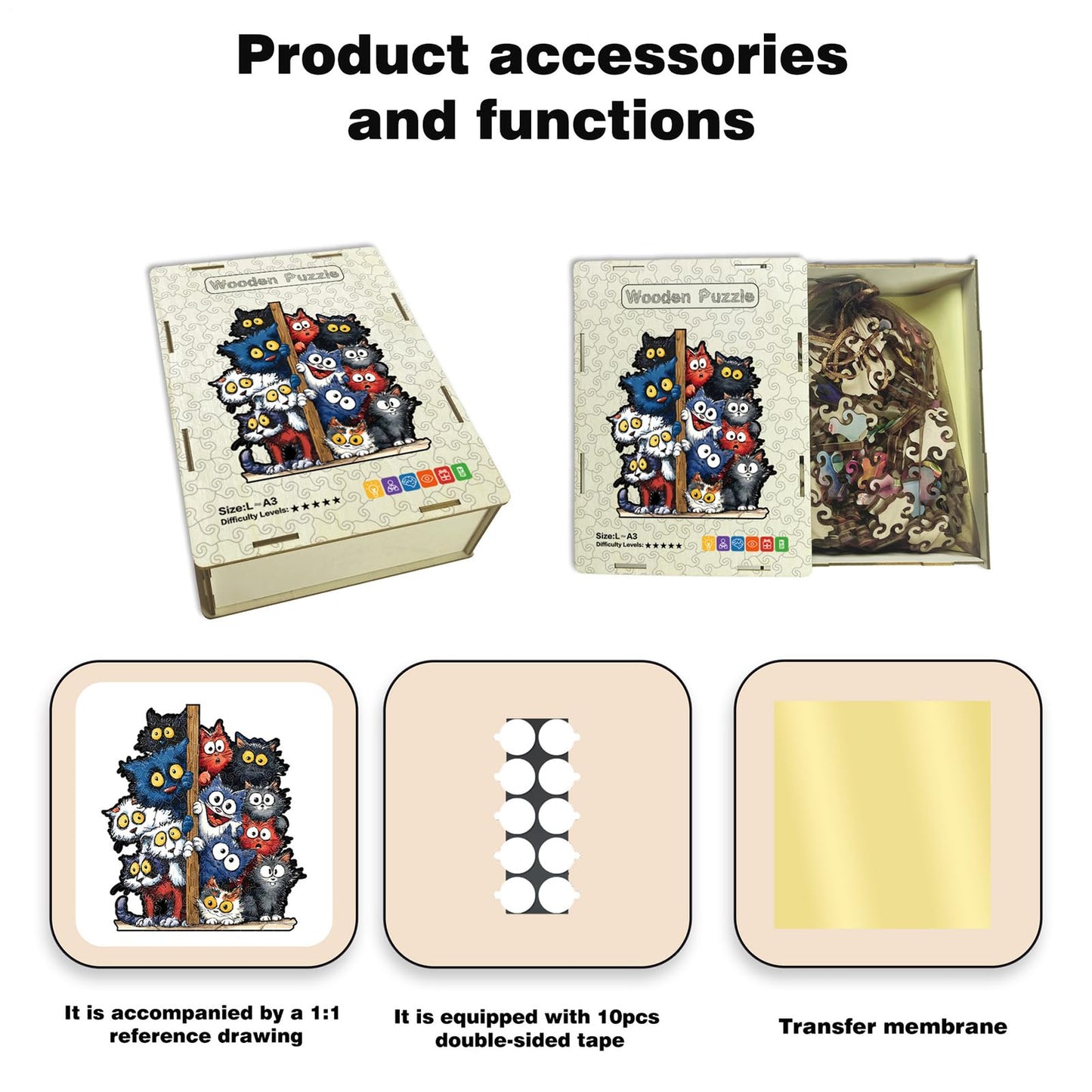 Kitty Shaped Wooden Jigsaw Puzzle